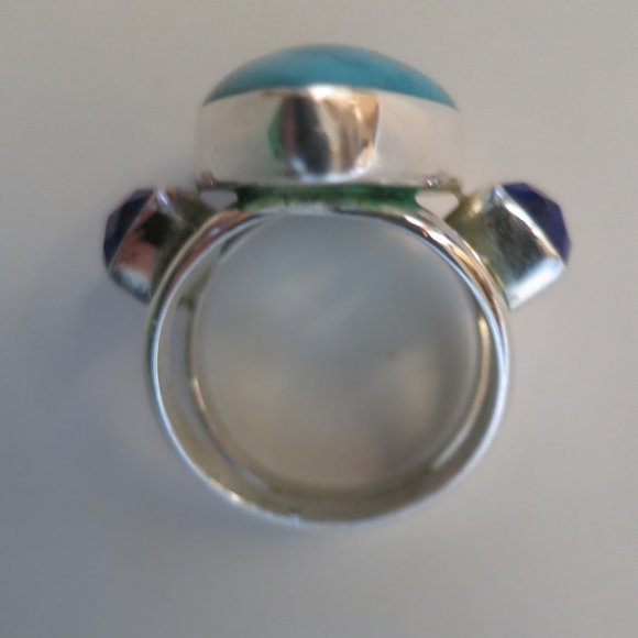 Jay King Mine Finds Genuine Turquoise-Lapis Lazuli Sterling Silver Teardrop Ring - Picture 5 of 6